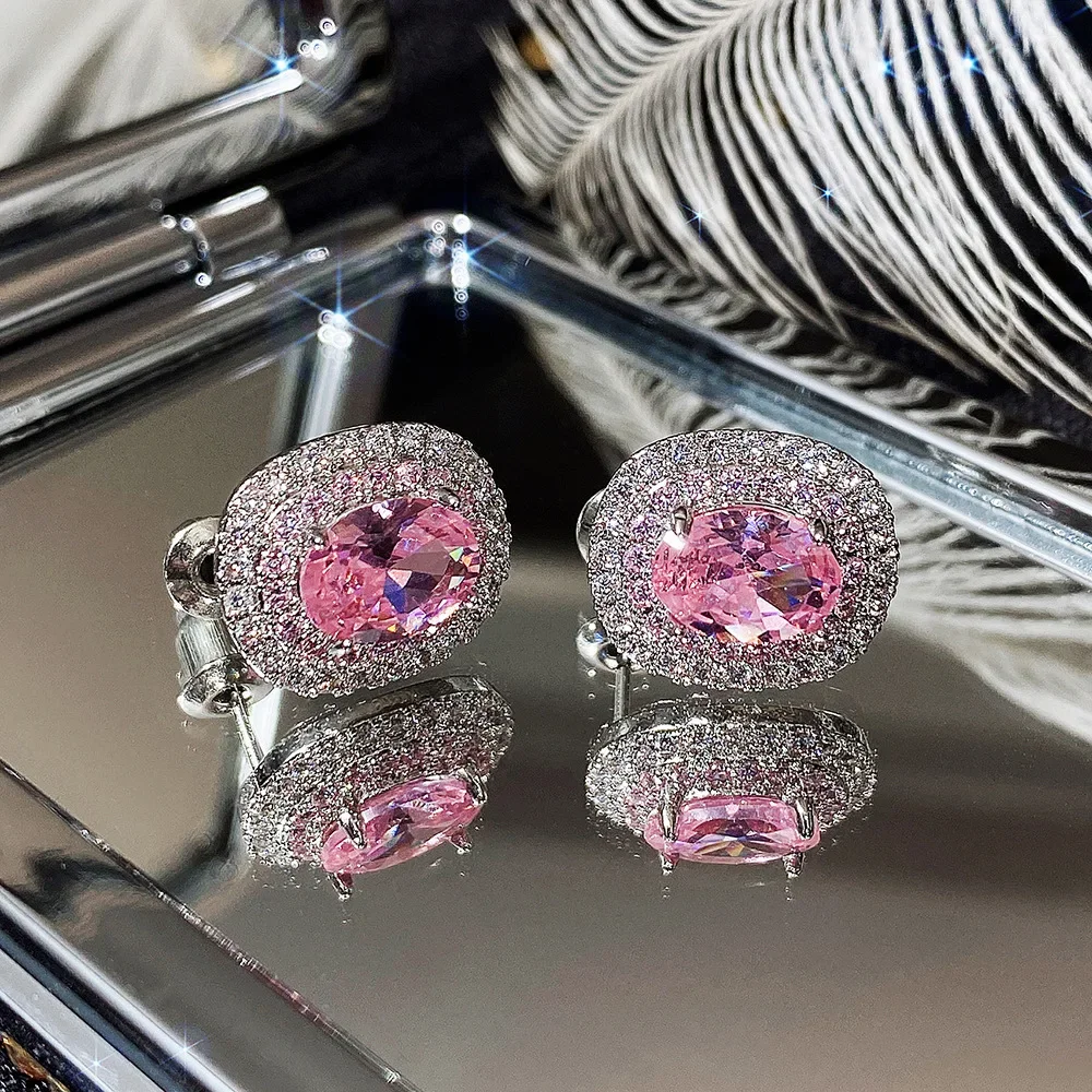 925 Silver Pink Cubic Zirconia Earrings 5 925 Silver Pink Cubic Zirconia Earrings - Image 5