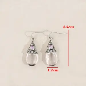 Vintage Silver Drop Earrings with Pink & Purple Stones 7 Se90de568820c4780b7ba8fec975590f5S