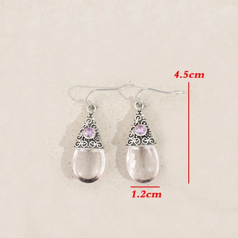 Vintage Silver Drop Earrings with Pink & Purple Stones 2 Vintage Silver Drop Earrings with Pink & Purple Stones - Image 2