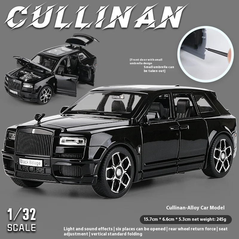 1:32 Scale Black Diecast Rolls Royce Cullinan Model 7 1:32 Scale Black Diecast Rolls Royce Cullinan Model - Image 7