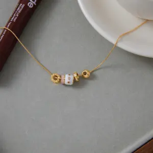 Gold Bead Necklace with Colorful Pendant 11 Se91ccf91ce114eec9a36a8c98319155ec