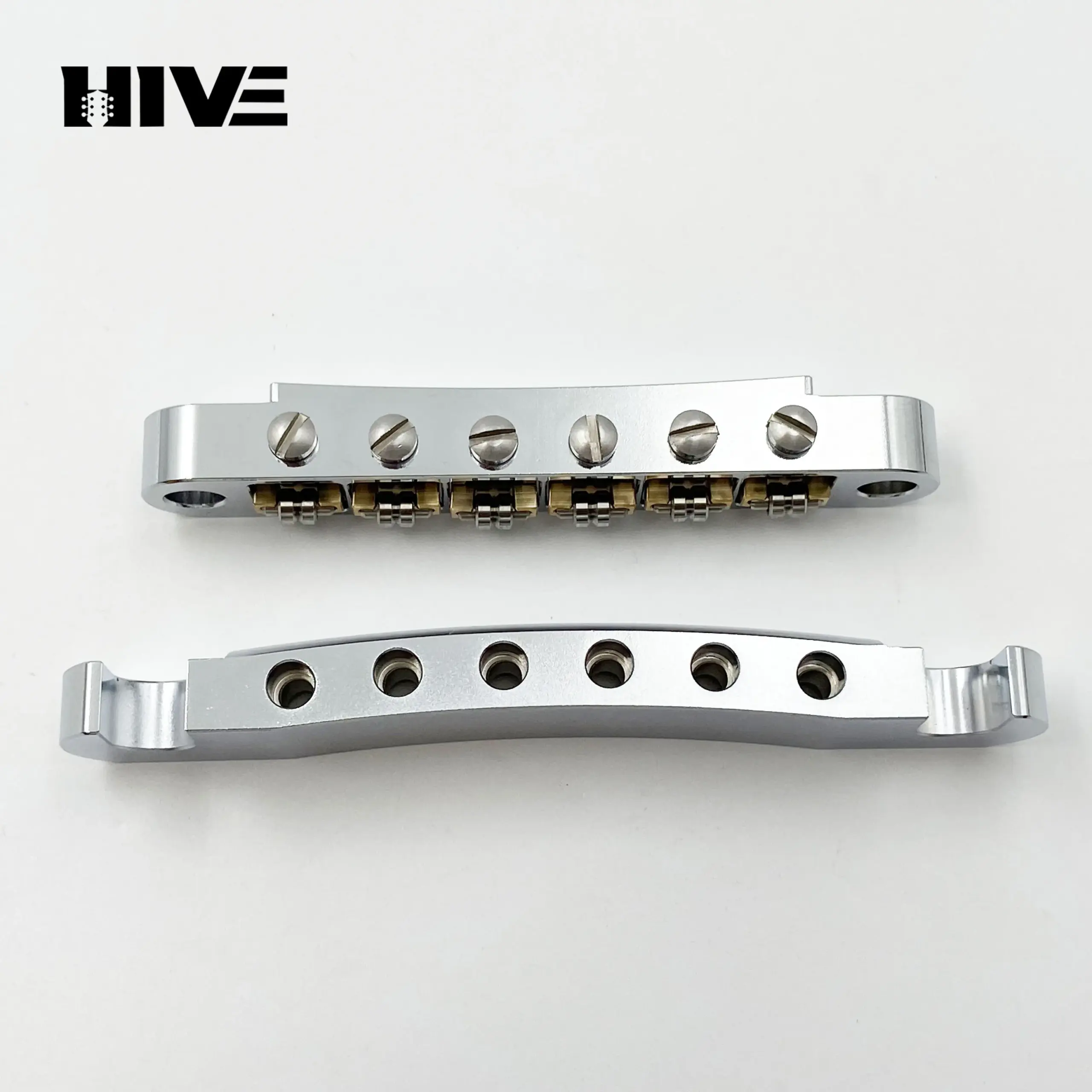 Premium Silver 6-String Guitar Bridge Set 2 Premium Silver 6-String Guitar Bridge Set - Image 2