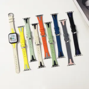 Two-Tone Leather Strap for Apple Watch Models 15 Se93f69249149462e9d8fec2d575468047