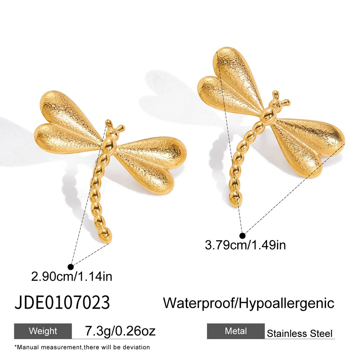 Stainless Steel Gold Dragonfly Earrings 7 Stainless Steel Gold Dragonfly Earrings - Image 7