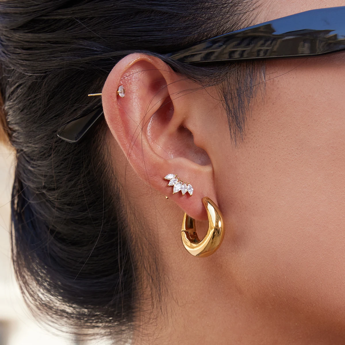 Gold Skeleton Hoop Earrings for Women 2 Gold Skeleton Hoop Earrings for Women - Image 2