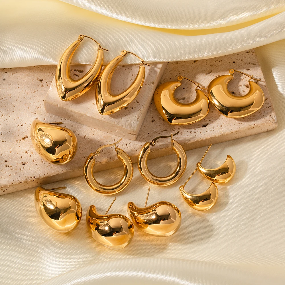 Stainless Steel Water Drop Hoop Earrings 6 Stainless Steel Water Drop Hoop Earrings - Image 6