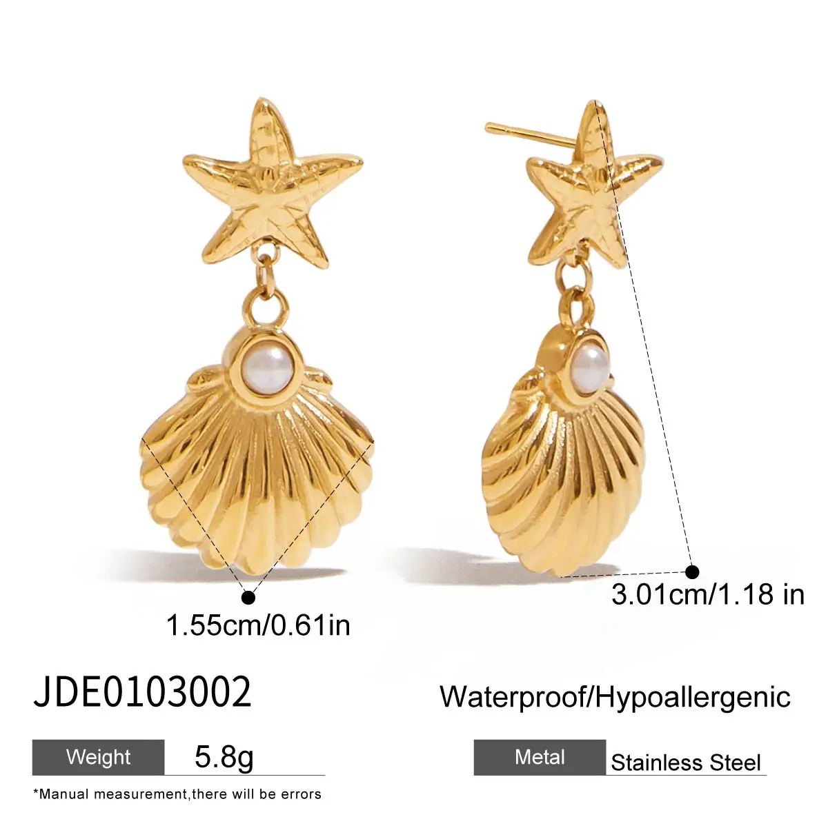 Ocean-Inspired Gold Stainless Steel Drop Earrings 7 Ocean-Inspired Gold Stainless Steel Drop Earrings - Image 7
