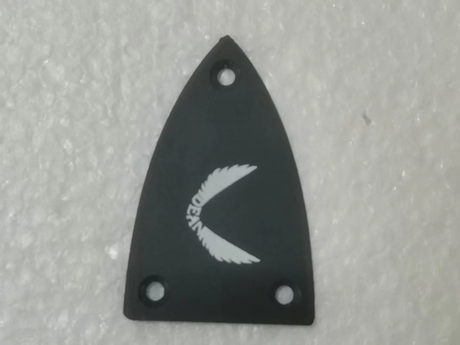 Black Triangular Guitar Truss Rod Cover with Feather Design 2 Black Triangular Guitar Truss Rod Cover with Feather Design - Image 2