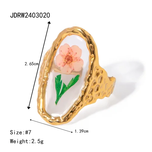 Gold Stainless Steel Floral Ring for Women 7 Gold Stainless Steel Floral Ring for Women - Image 7