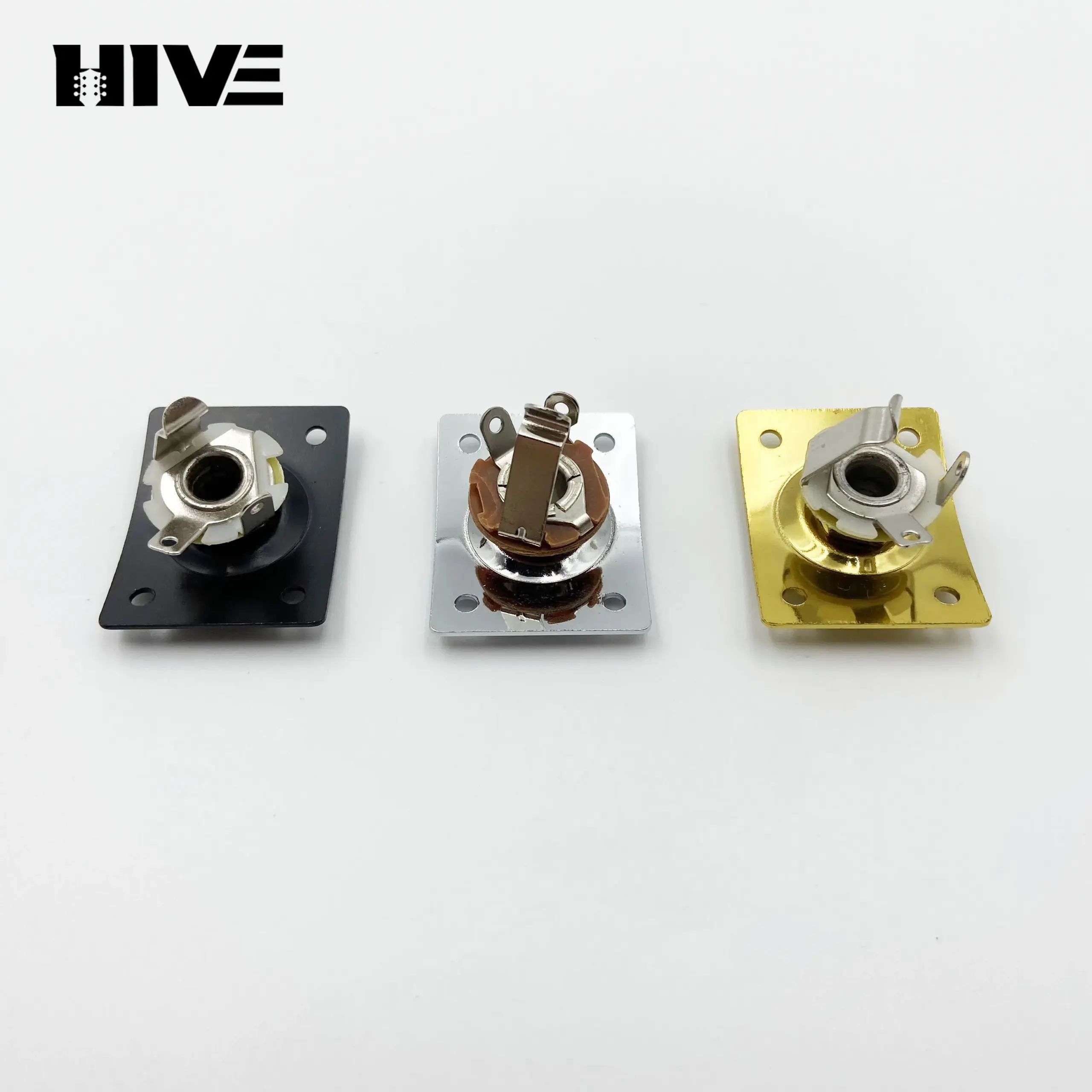 Square Electric Guitar Output Jack in Gold, Silver, Black 2 Square Electric Guitar Output Jack in Gold, Silver, Black - Image 2