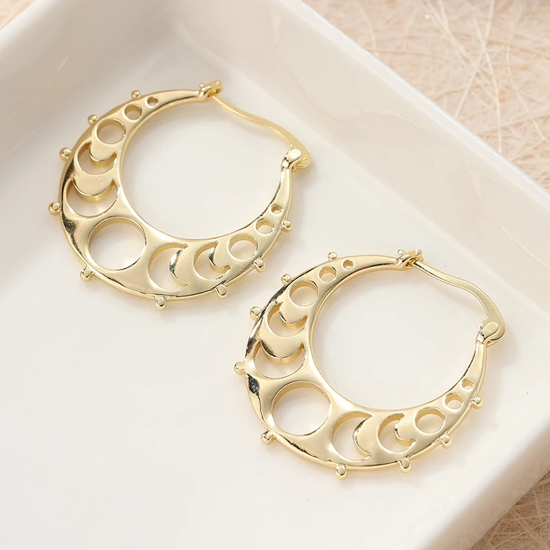 Vintage Celestial Gold Hoop Earrings 2 Vintage Celestial Gold Hoop Earrings - Image 2