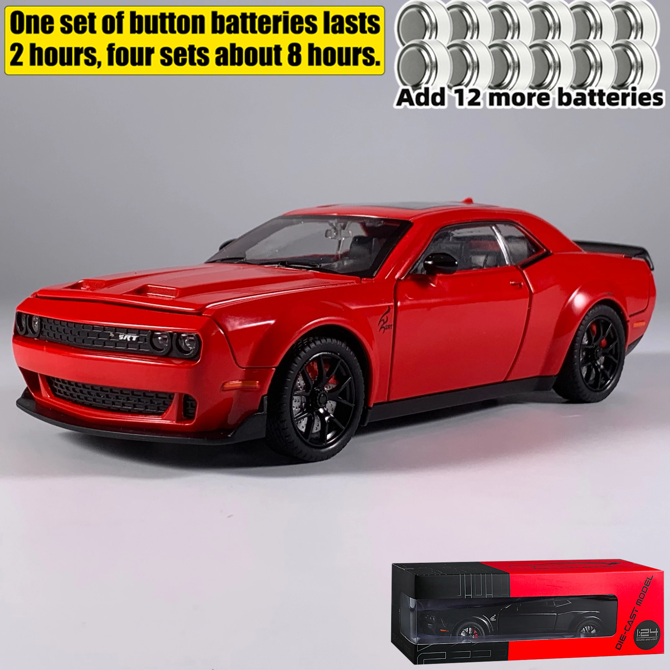 Red Dodge Challenger Hellcat 1:24 Model Car 10 Red Dodge Challenger Hellcat 1:24 Model Car - Image 10