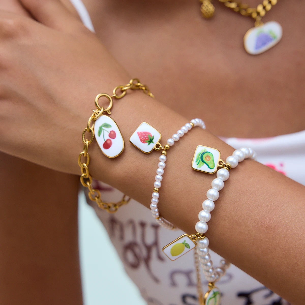 Fruit-Themed Stainless Steel Bracelet 4 Fruit-Themed Stainless Steel Bracelet - Image 4
