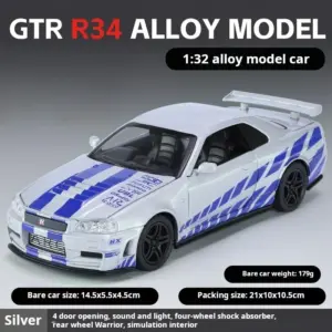 Nissan GTR34 Skyline Diecast Model 1/32 Scale 14 Se9fd58051d0348bb99b2afb0781e1313X
