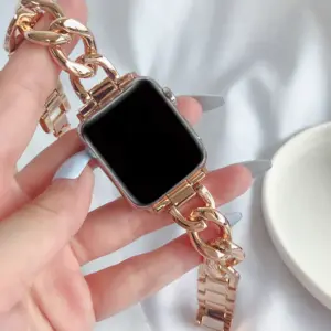 Pink-Gold Stainless Steel Apple Watch Band Series 1-10
