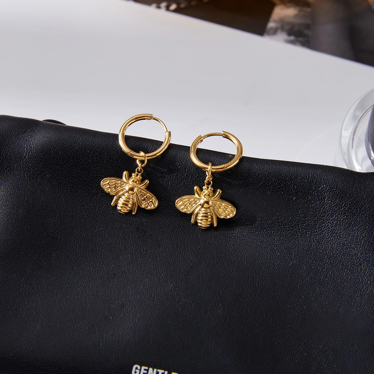 Stainless Steel Bee Drop Earrings for Women 4 Stainless Steel Bee Drop Earrings for Women - Image 4