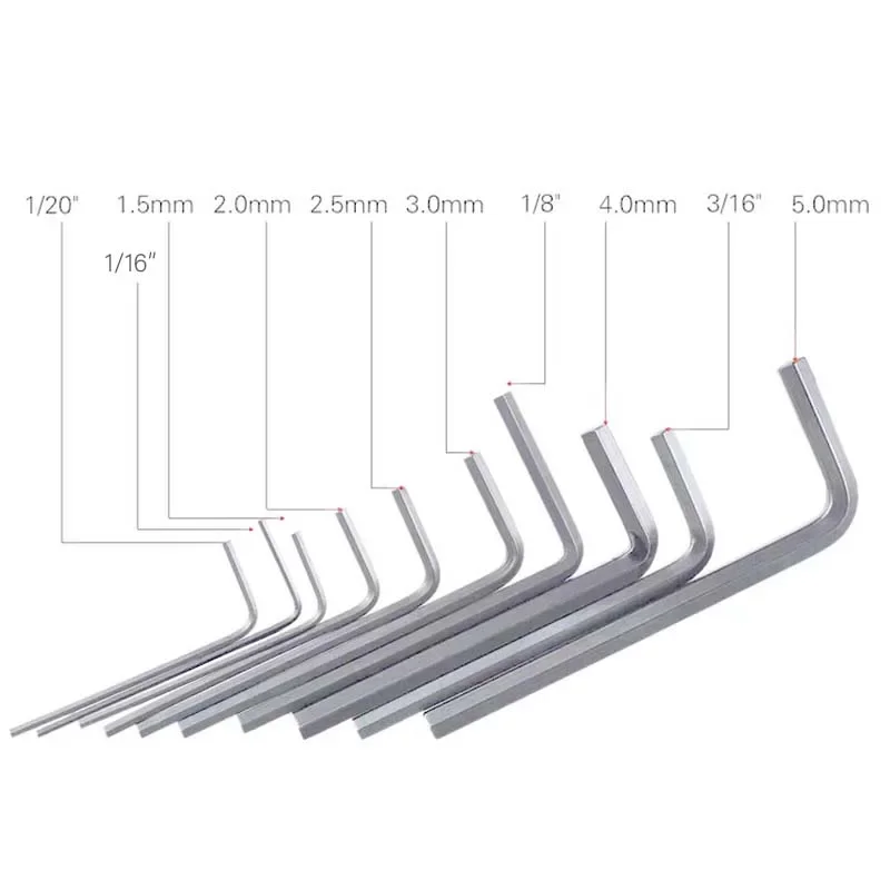 Set of 10 Silver Guitar Hex Wrenches 3 Set of 10 Silver Guitar Hex Wrenches - Image 3