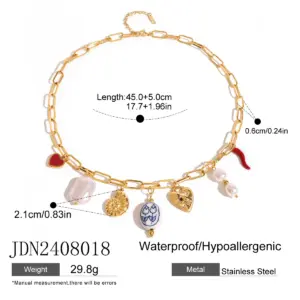 Stainless Steel Charm Necklace with Multicolor Pendant 13 Sea49820fc92349e484daeda1ef1043cc0 2