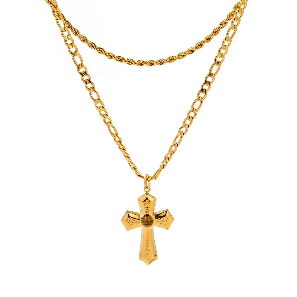 Stainless Steel Gold-Layered Double Necklace 7 Stainless Steel Gold-Layered Double Necklace - Image 7