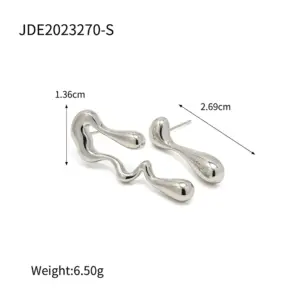 Gold-Tone Stainless Steel Irregular Earrings for Women 15 Seac07fcf74704959ba07e68e94734a0fp