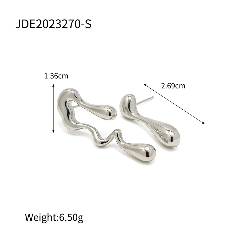 Gold-Tone Stainless Steel Irregular Earrings for Women 8 Gold-Tone Stainless Steel Irregular Earrings for Women - Image 8