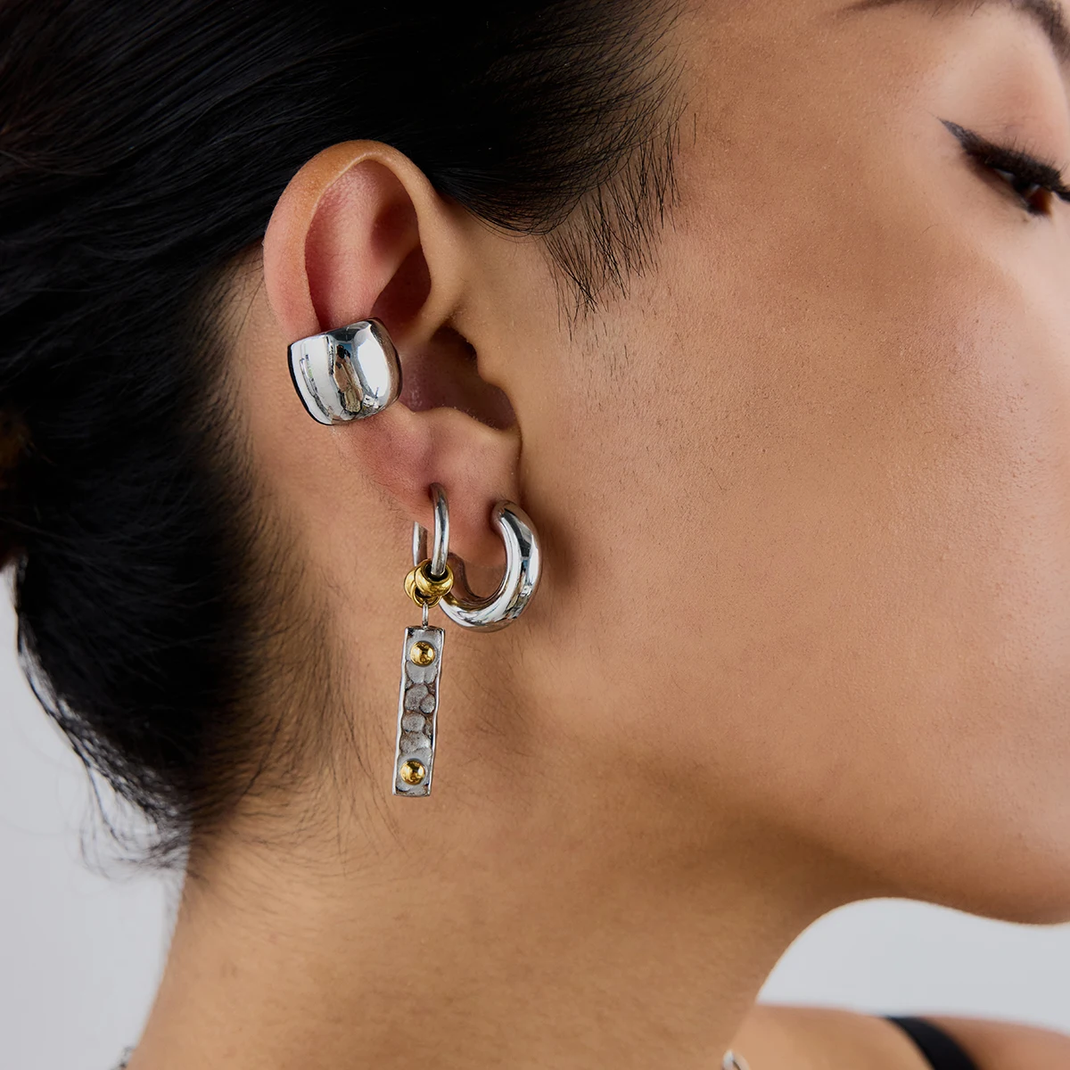 Modern Gold-Tone Stainless Steel Earring 4 Modern Gold-Tone Stainless Steel Earring - Image 4