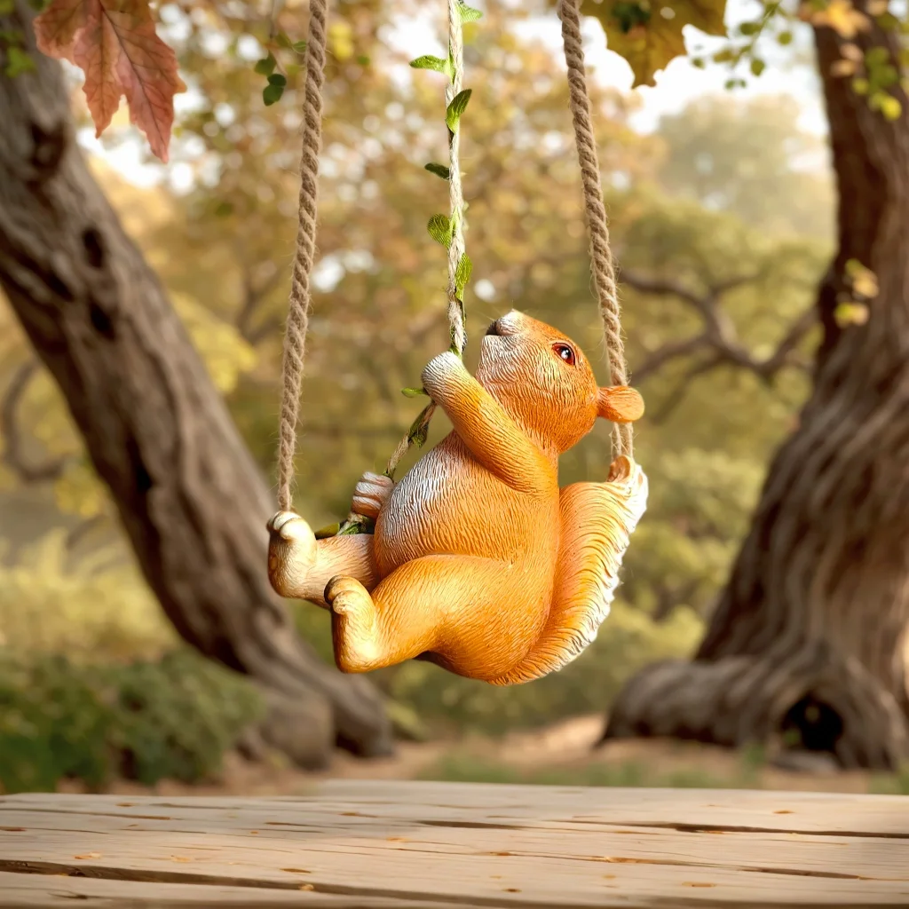 Resin Squirrel Ornament in Natural Tones 4 Resin Squirrel Ornament in Natural Tones - Image 4