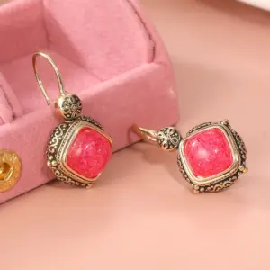 Vintage Gold Square Earrings with Pink and Red Stones 8 Seb548be8650d42bbaf02f6bf3fb0ee198