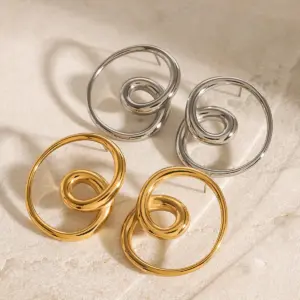 Stainless Steel Gold Spiral Hoop Earrings 10 Seb883a61998141c89fe403d46206822bv