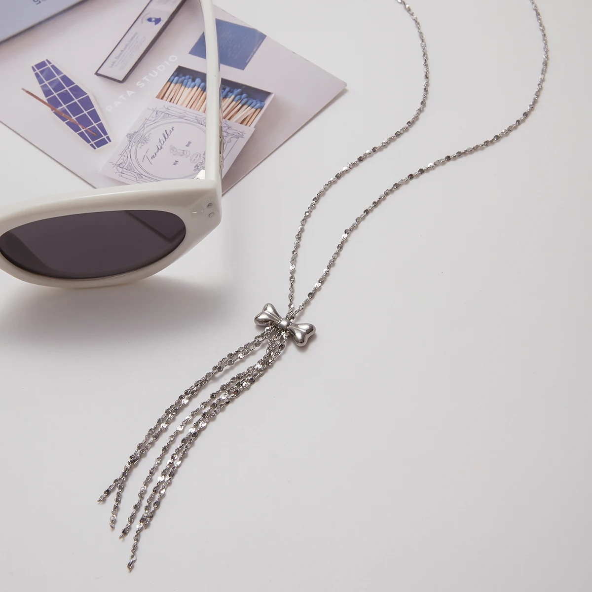 Stainless Steel Bow Pendant Necklace 5 Stainless Steel Bow Pendant Necklace - Image 5