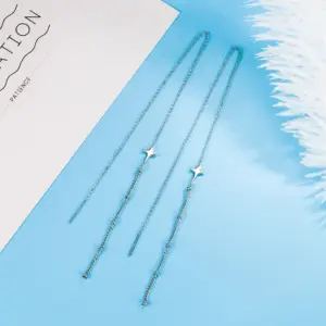 Silver Star Drop Earrings for Women 6 Sec11909aaf344710a1e23890d8dddb015