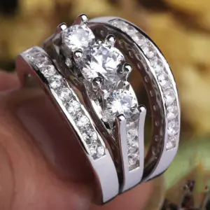 Sterling Silver Triple Band Ring Set for Women 8 Sec659ec7fb1e4d0480a57b1a0c8b7e67Q