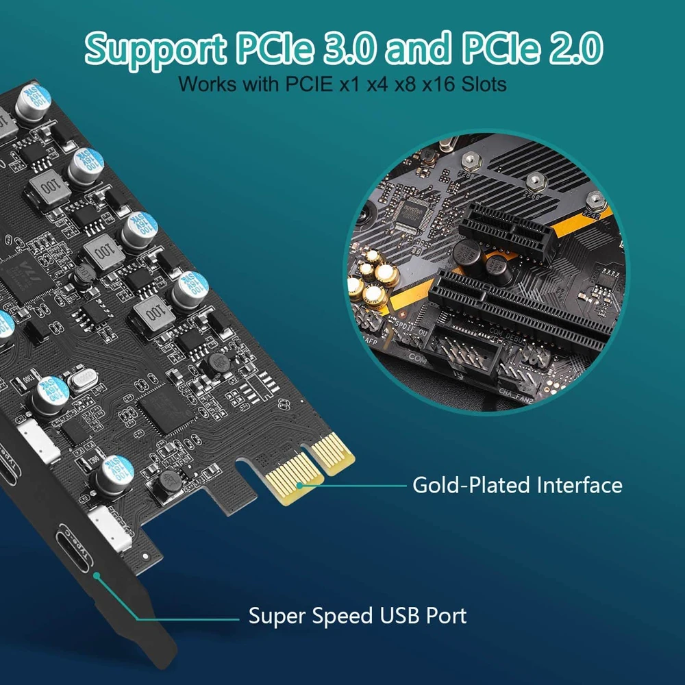 PCIe USB Expansion Card with 5 Ports 4 PCIe USB Expansion Card with 5 Ports - Image 4