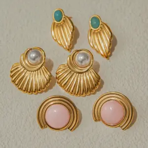 Elegant Gold-Tone Stainless Steel Earrings Collection 10 Secdd69899808469ca28274616834f9bcs