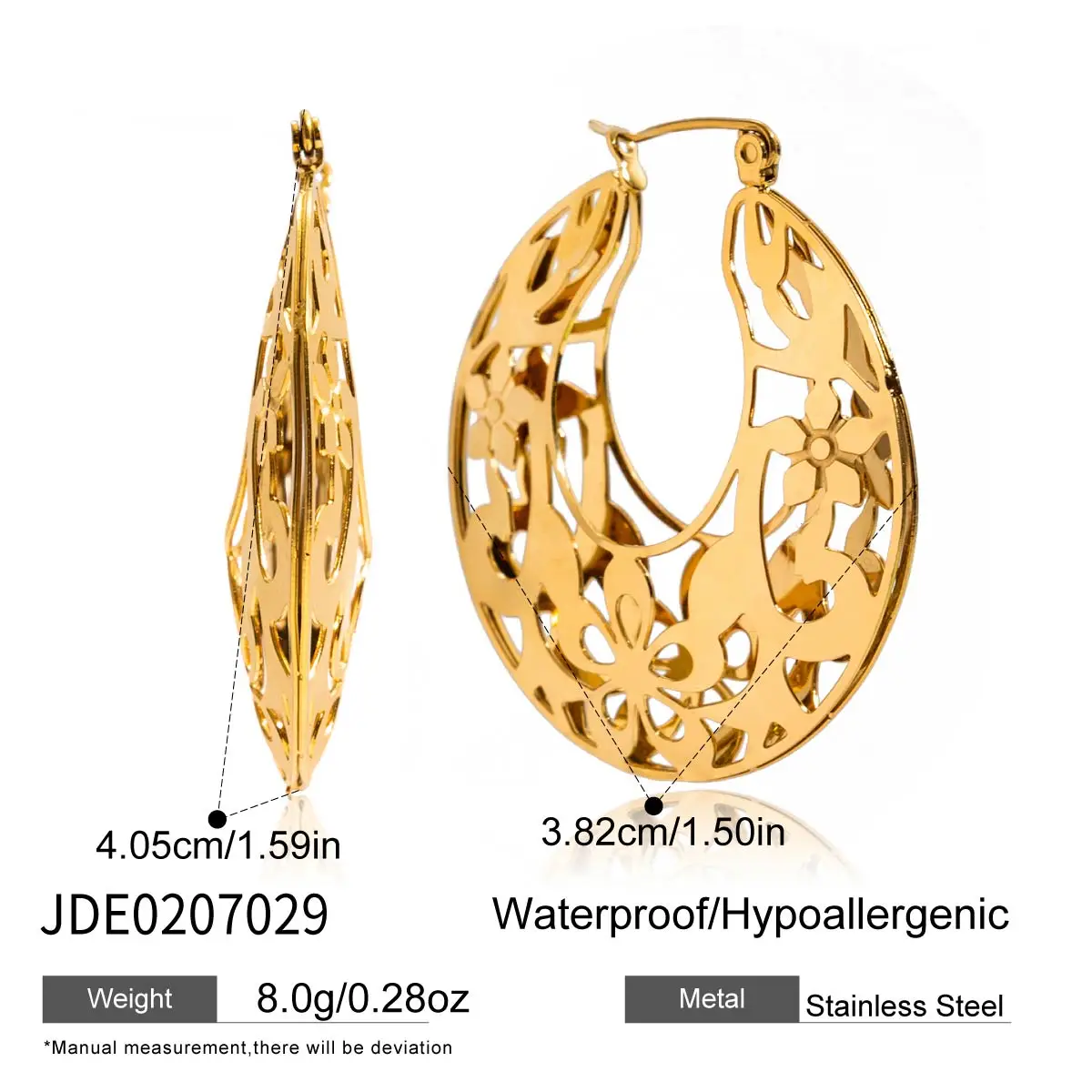 Elegant Gold Stainless Steel Floral Earrings 7 Elegant Gold Stainless Steel Floral Earrings - Image 7