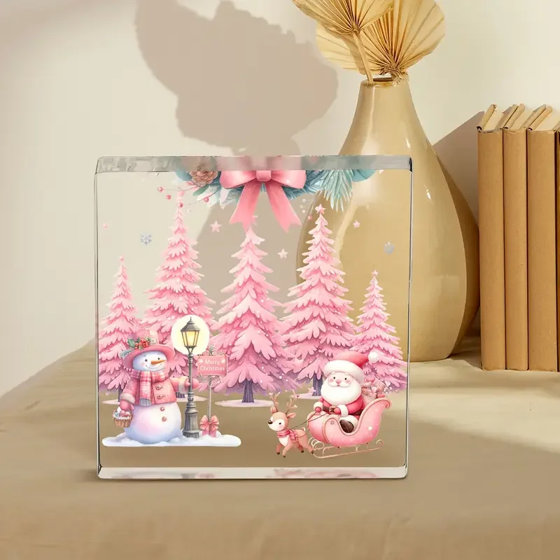 Pink Christmas Scene Acrylic Wall Decor 3 Pink Christmas Scene Acrylic Wall Decor - Image 3