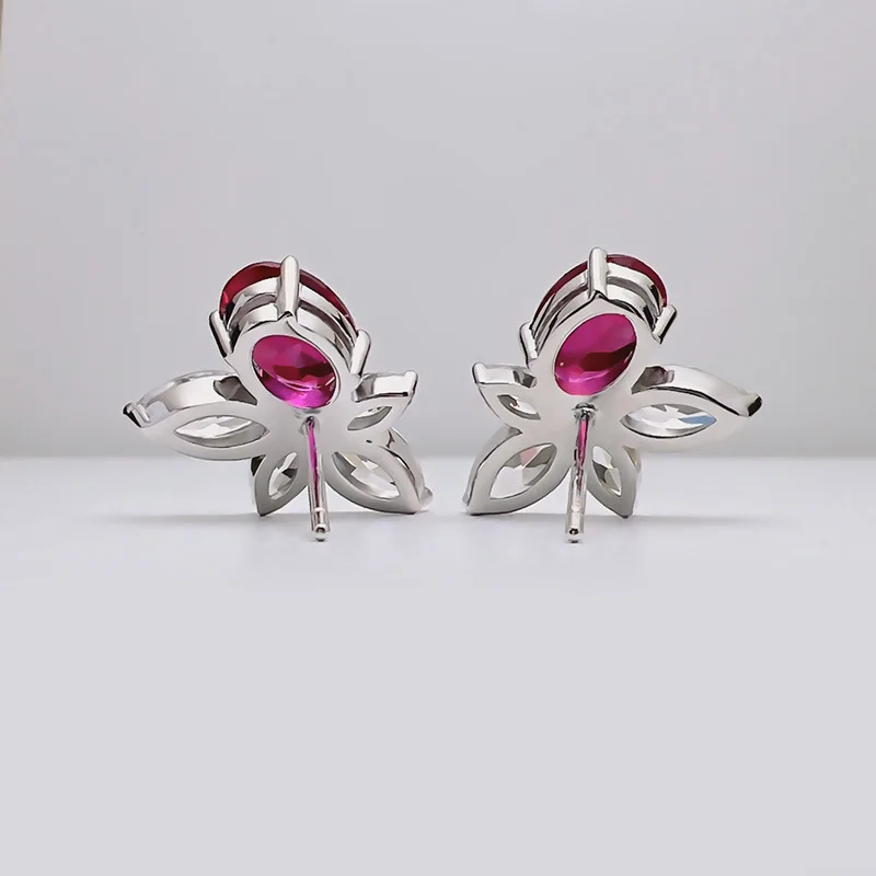 White Zircon Floral Stud Earrings LL-YS1005 3 White Zircon Floral Stud Earrings LL-YS1005 - Image 3