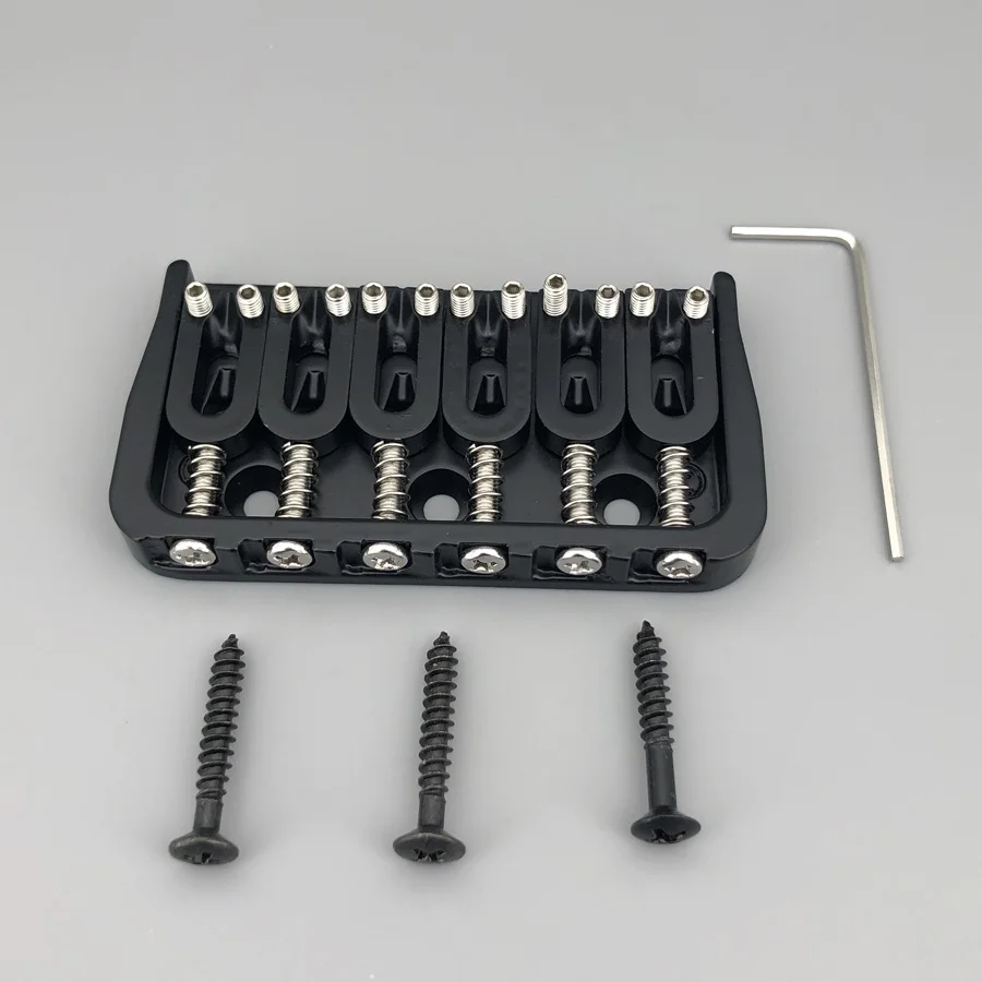 6-String Metal Fixed Guitar Bridge in Black, Chrome, Gold 2 6-String Metal Fixed Guitar Bridge in Black, Chrome, Gold - Image 2