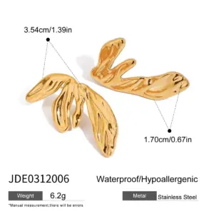 Stainless Steel Gold Leaf Earrings JDE0312006 13 Seda55d21ecaa4f509fb6288394072909V