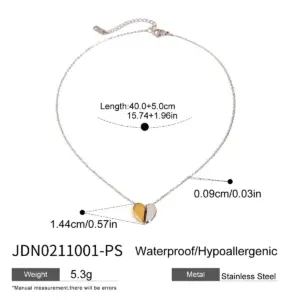 Two-tone Stainless Steel Heart Necklace JDN0211001 13 Sedba2825c2854e1fae6302afe9686934y