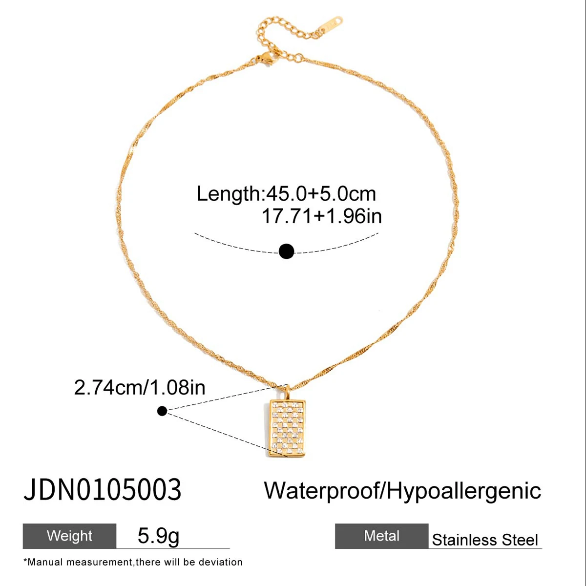 Gold-Tone Zircon Pendant Necklace for Women 7 Gold-Tone Zircon Pendant Necklace for Women - Image 7