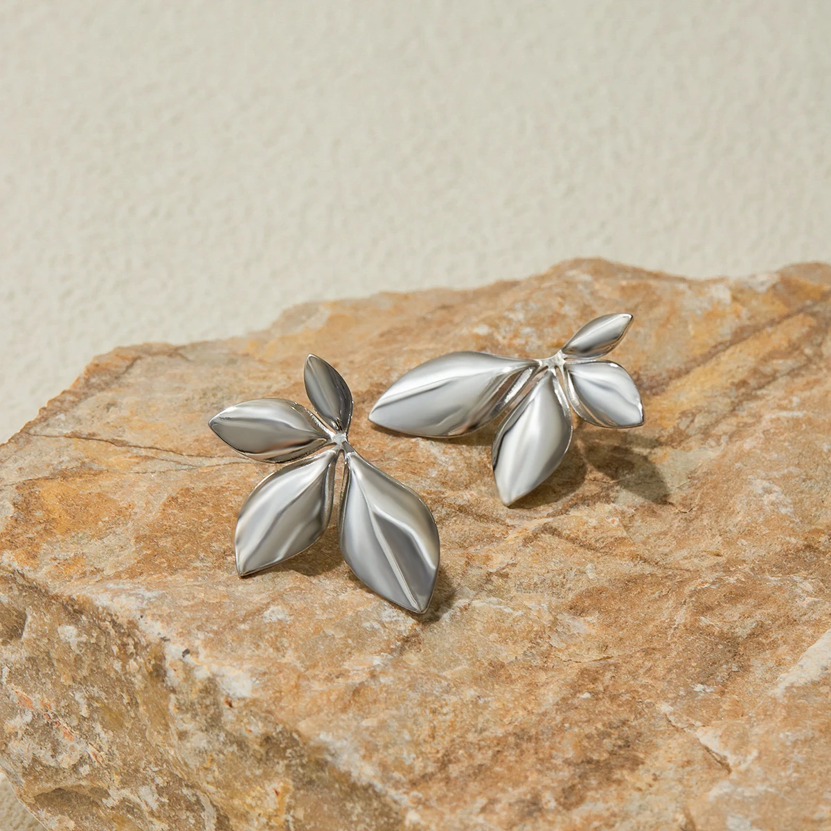 Stainless Steel Leaf Stud Earrings 6 Stainless Steel Leaf Stud Earrings - Image 6