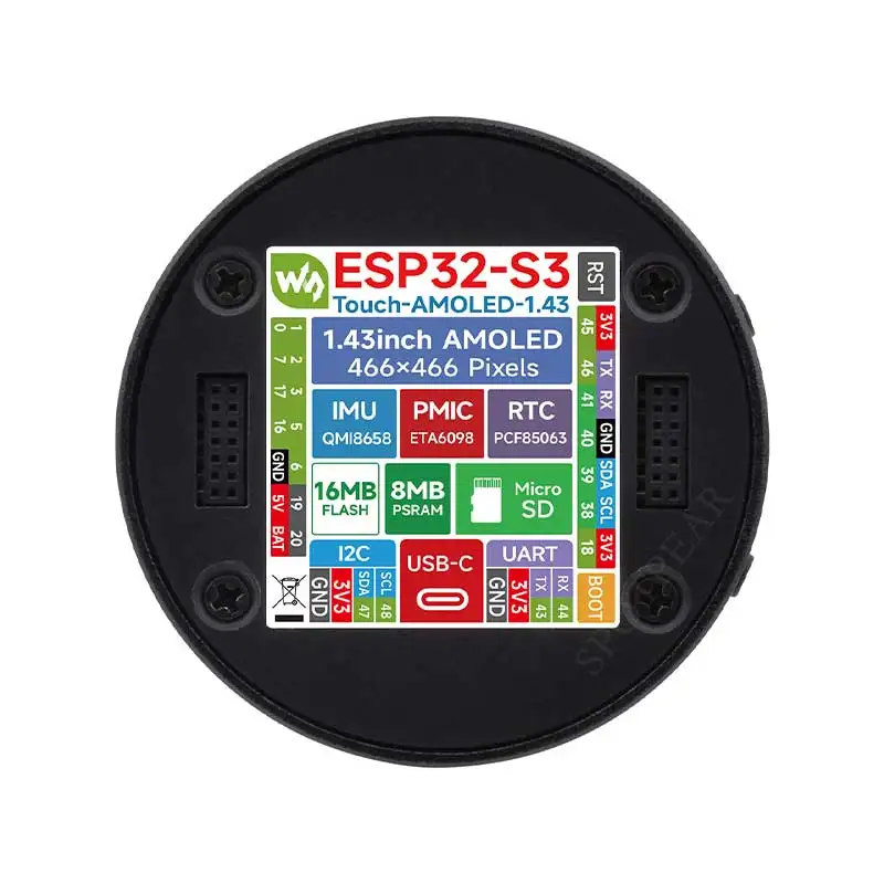 Waveshare ESP32-S3 1.43" AMOLED Display 3 Waveshare ESP32-S3 1.43" AMOLED Display - Image 3