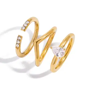 Gold Stainless Steel Water Drop Stackable Ring 16 See65b85c12b141bea30084e1d575884fX