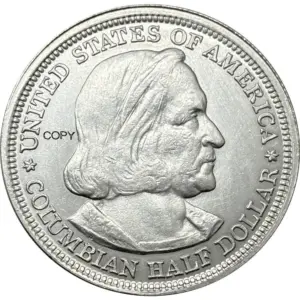 Vintage Columbian Half Dollar Replica, 30mm 11 See8f0228bf254a9780f71f79db61076e0