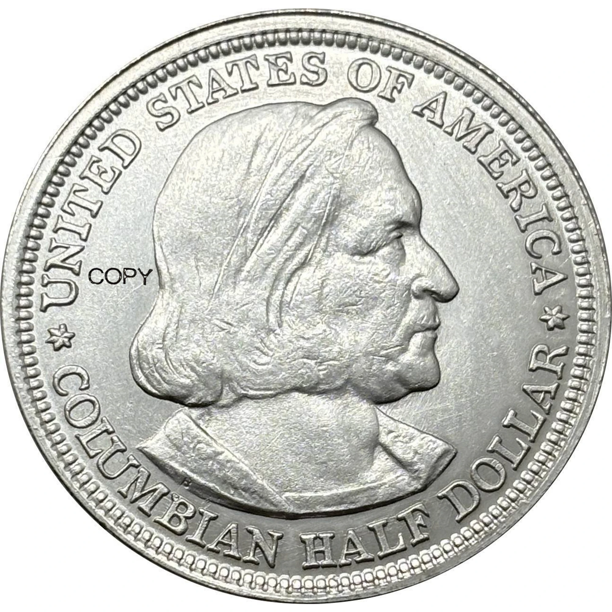 Vintage Columbian Half Dollar Replica, 30mm 3 Vintage Columbian Half Dollar Replica, 30mm - Image 3