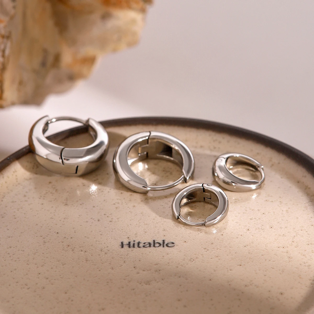Stainless Steel Hoop Earrings 12mm & 18mm 6 Stainless Steel Hoop Earrings 12mm & 18mm - Image 6