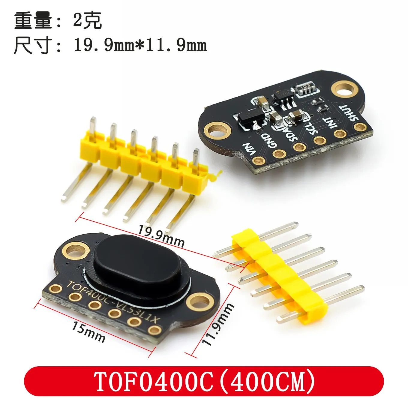 Black ToF Laser Ranging Sensor Module (50cm, 2m, 4m) 8 Black ToF Laser Ranging Sensor Module (50cm, 2m, 4m) - Image 8