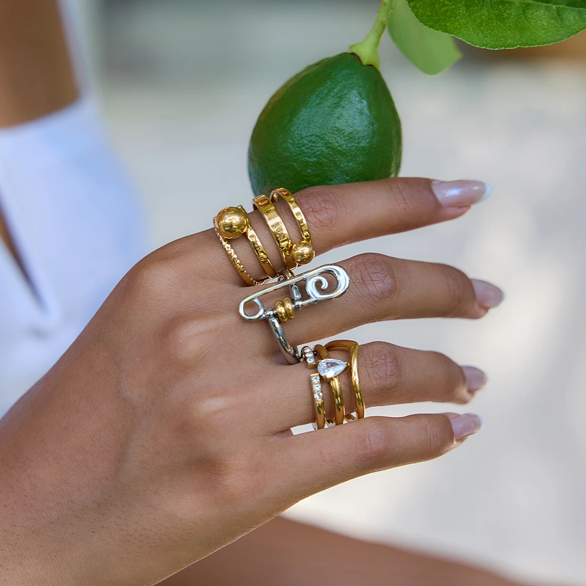 Elegant Gold Stainless Steel Multi-Layer Ring Set 2 Elegant Gold Stainless Steel Multi-Layer Ring Set - Image 2