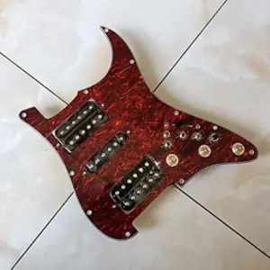 Red & Black Strat Pickguard with Custom Electronics 9 Sef60d999f3534eecae168ac60b3e89caO